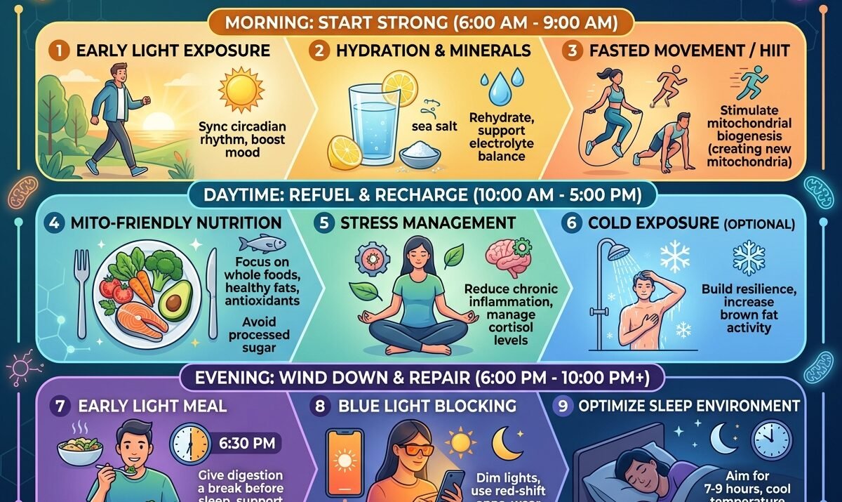 Daily Routine to Improve Mitochondrial Health and Energy: Morning to Night Habits for Better Wellness