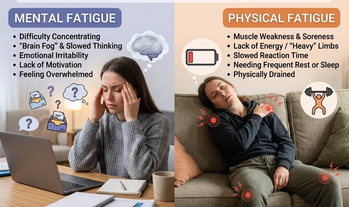Mental Fatigue vs Physical Fatigue Explained: Understanding the Difference and How to Recover Naturally